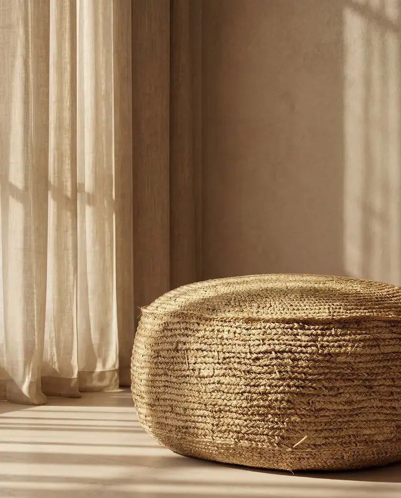 Ottomans - The Raffia Flores Pouffe - Natural - BAZAR BIZAR LIVING
