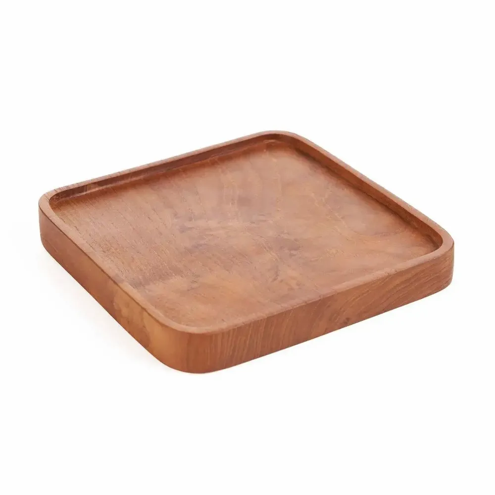 Everyday plates - The Teak Square Plate - Natural - XS - BAZAR BIZAR LIVING