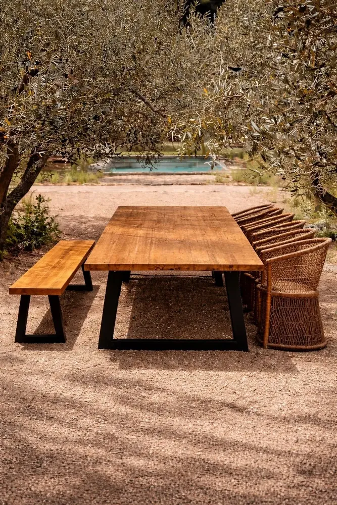 Benches - Bench With Iron Legs - Natural - 280 - BAZAR BIZAR LIVING