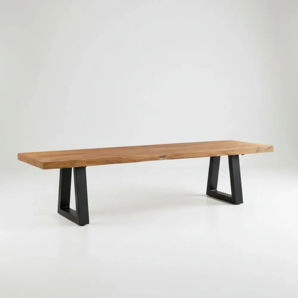 Benches - Bench With Iron Legs - Natural - 280 - BAZAR BIZAR LIVING