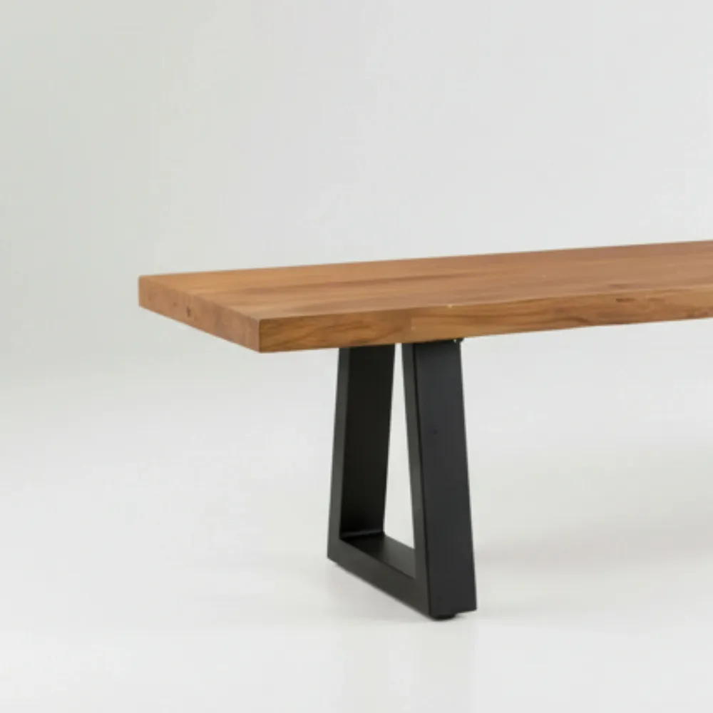 Benches - Bench With Iron Legs - Natural - 280 - BAZAR BIZAR LIVING