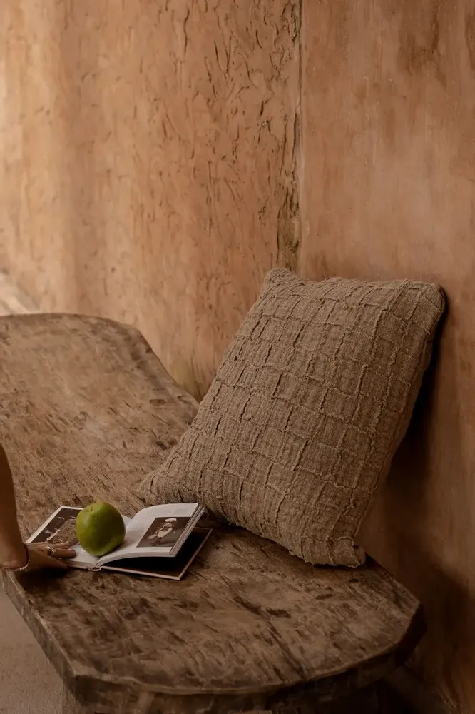 Cushions - The Linen Damier Cushion Cover - Natural - BAZAR BIZAR LIVING