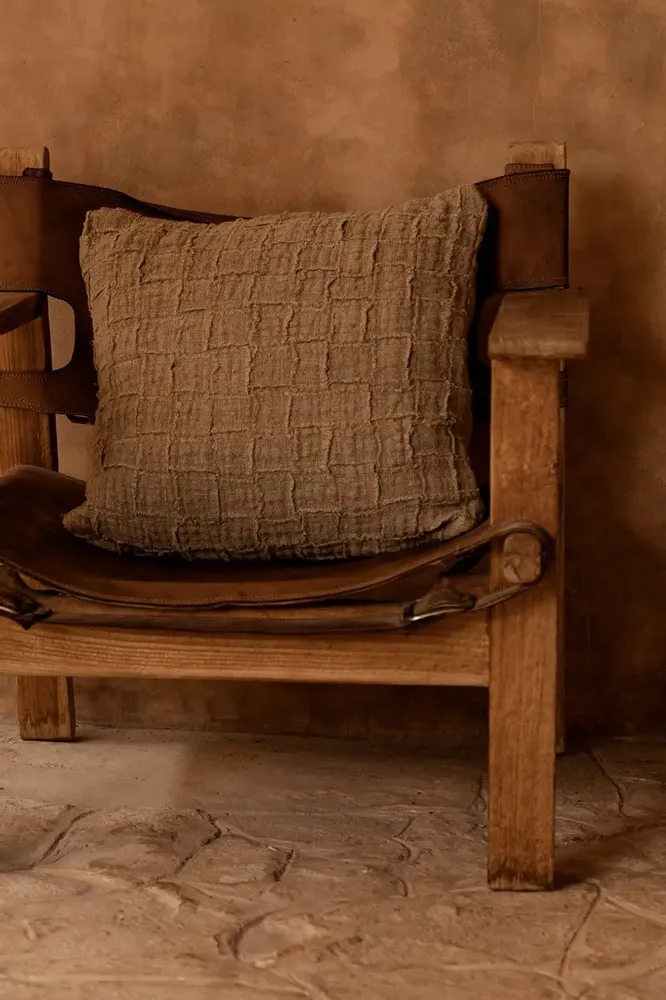 Cushions - The Linen Damier Cushion Cover - Natural - BAZAR BIZAR LIVING