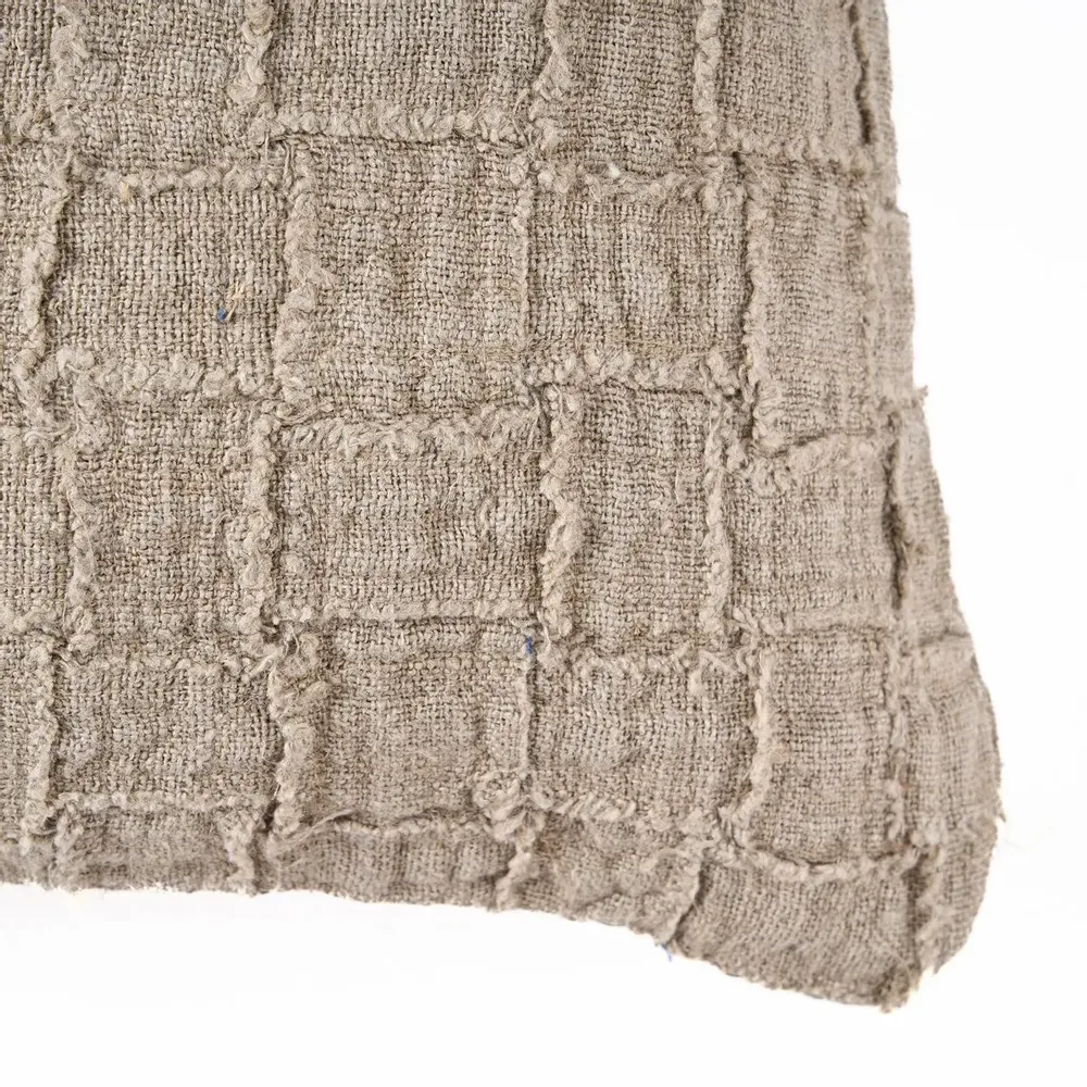 Cushions - The Linen Damier Cushion Cover - Natural - BAZAR BIZAR LIVING
