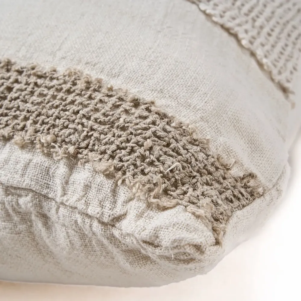Cushions - The Linen Threads Cushion Cover - White Natural - BAZAR BIZAR LIVING