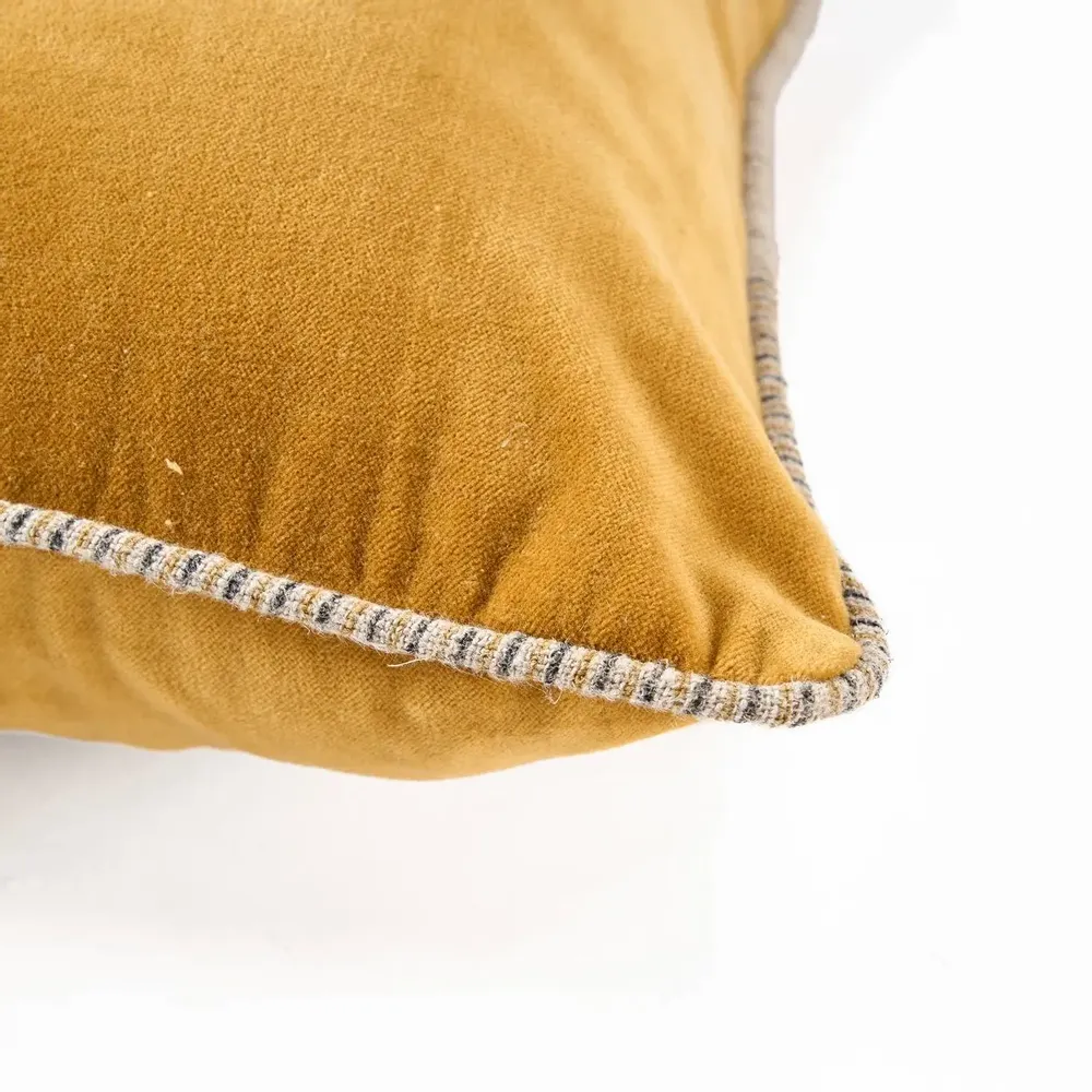 Cushions - The Velvet Crush Cushion Cover - Mustard - 50x50 - BAZAR BIZAR LIVING