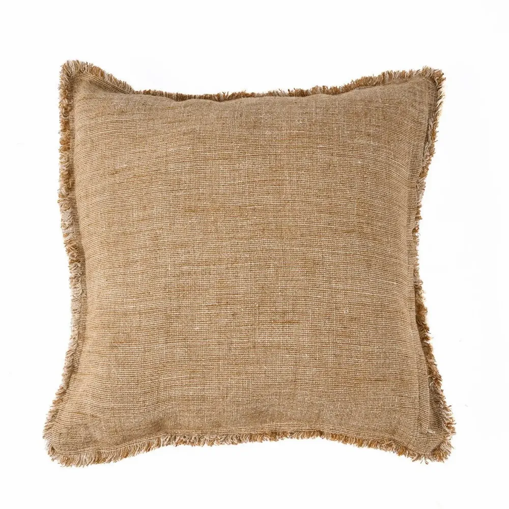 Cushions - The Sahara Fringe Cushion Cover - Natural Brown - 50x50 - BAZAR BIZAR LIVING
