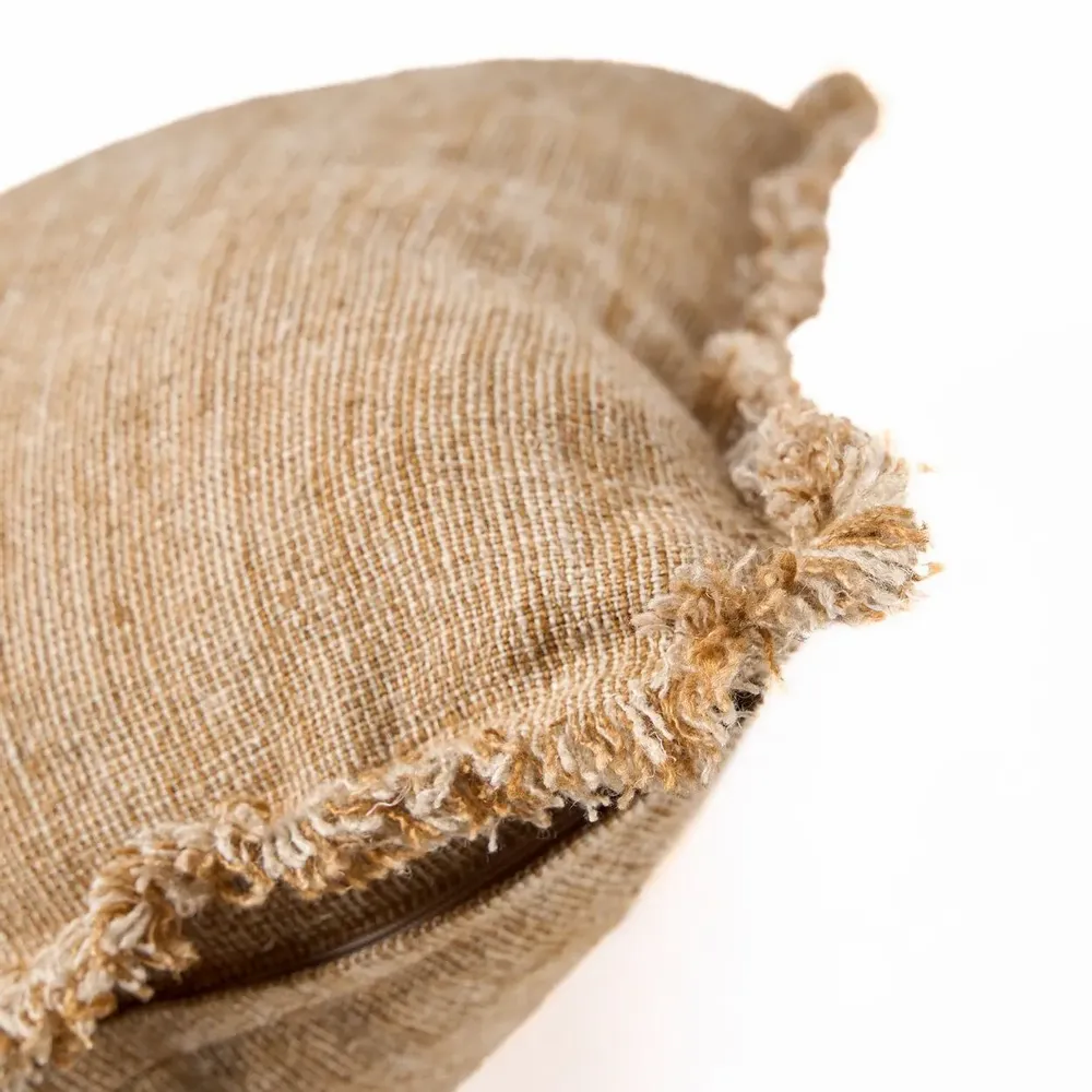 Cushions - The Sahara Fringe Cushion Cover - Natural Brown - 50x50 - BAZAR BIZAR LIVING