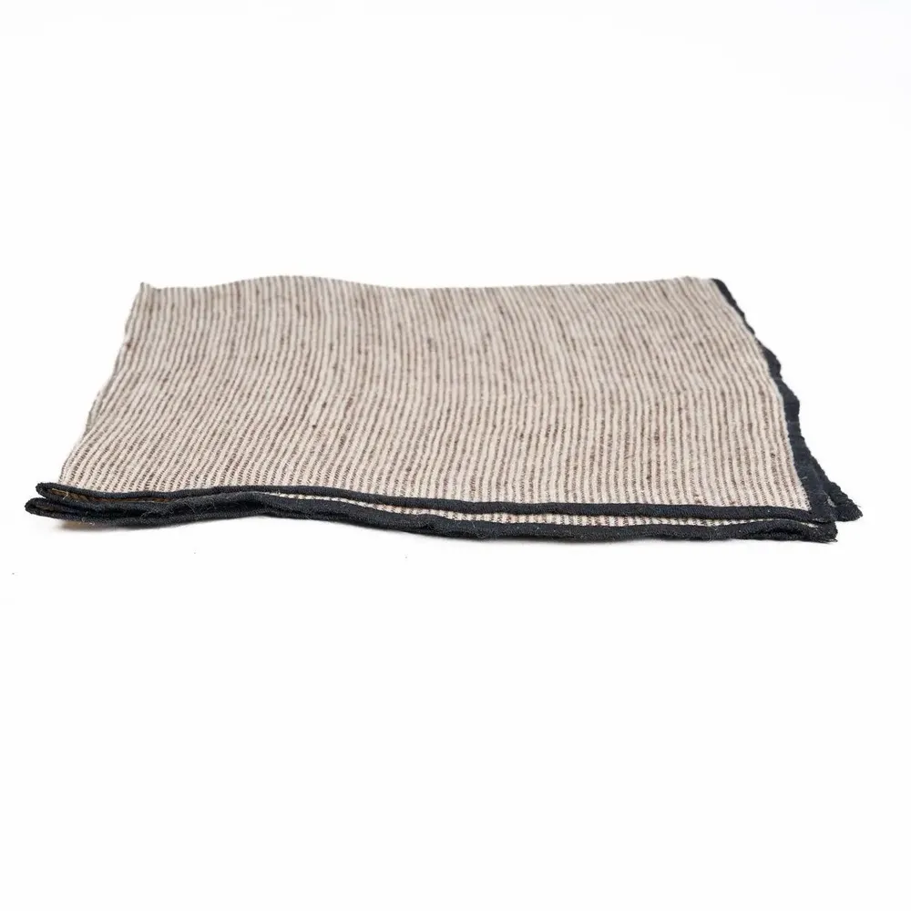 Napkins - The Code Linen Napkin - Natural Black - 45x45 - BAZAR BIZAR LIVING