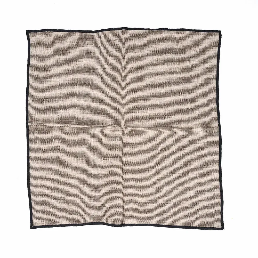Napkins - The Code Linen Napkin - Natural Black - 45x45 - BAZAR BIZAR LIVING