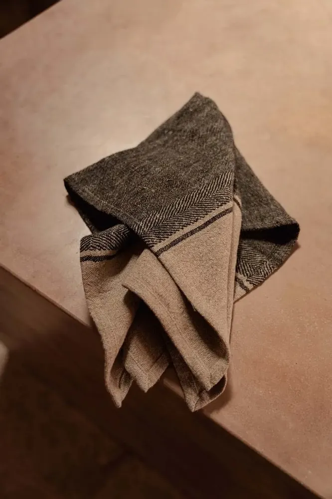 Dish towels - The Linen Dash Kitchen Towel - Natural Black - 50x70 - BAZAR BIZAR LIVING
