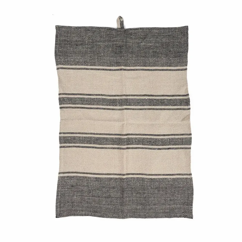 Dish towels - The Linen Dash Kitchen Towel - Natural Black - 50x70 - BAZAR BIZAR LIVING