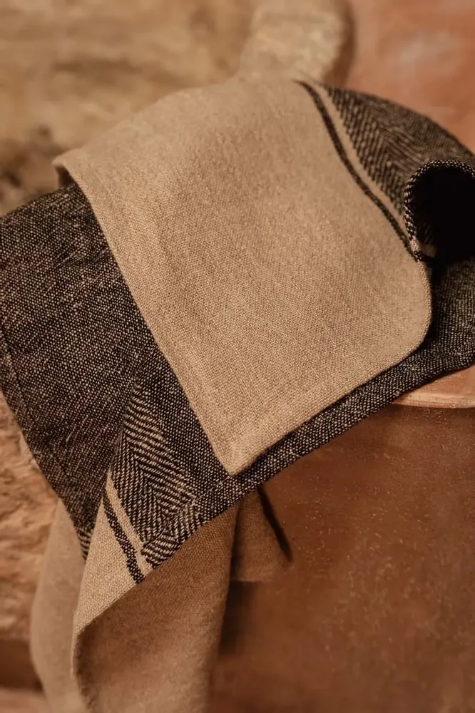 Dish towels - The Linen Moody Kitchen Towel - Natural Black - 50x70 - BAZAR BIZAR LIVING
