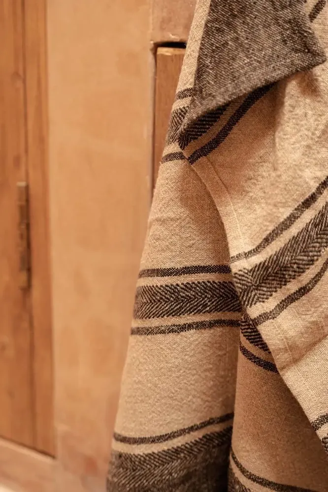 Dish towels - The Linen Smudge Kitchen Towel - Natural Black - 50x70 - BAZAR BIZAR LIVING