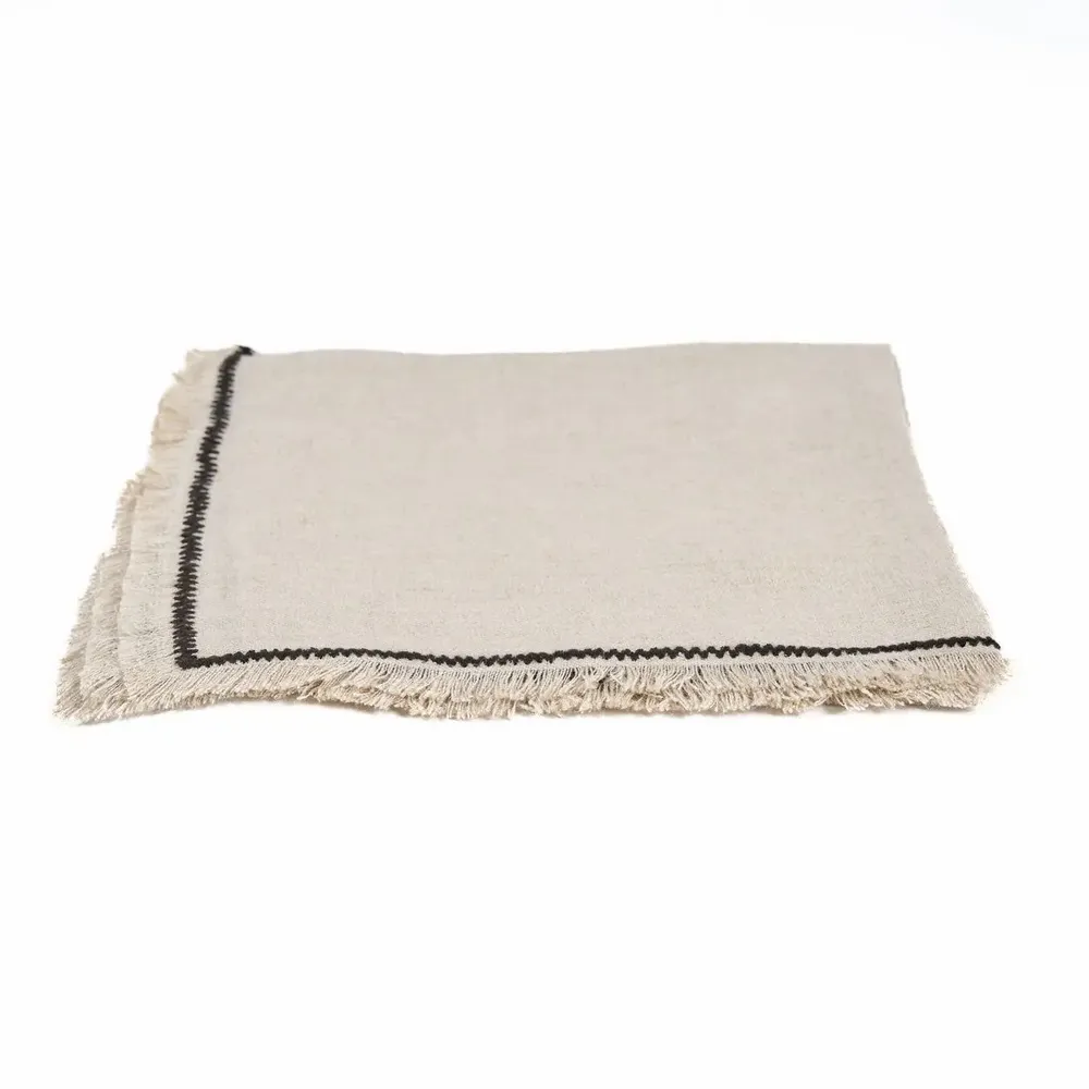 Napkins - The Tuscany Napkin - Natural Black - 45x45 - BAZAR BIZAR LIVING