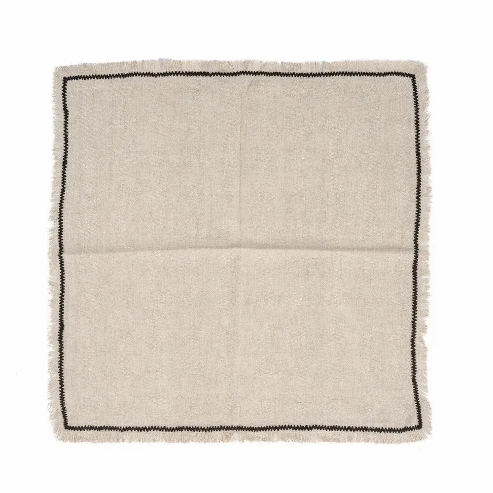 Napkins - The Tuscany Napkin - Natural Black - 45x45 - BAZAR BIZAR LIVING