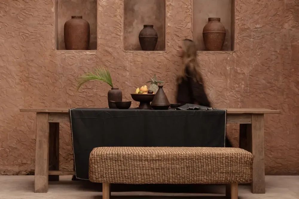 Table cloths - The Tuscany Tablecloth - Black Natural - 150x300 - BAZAR BIZAR LIVING