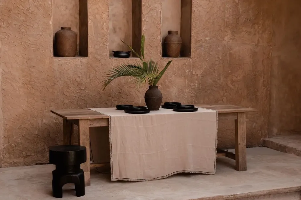 Nappes - La Nappe Tuscany - Naturel Noir - 150x300 - BAZAR BIZAR LIVING