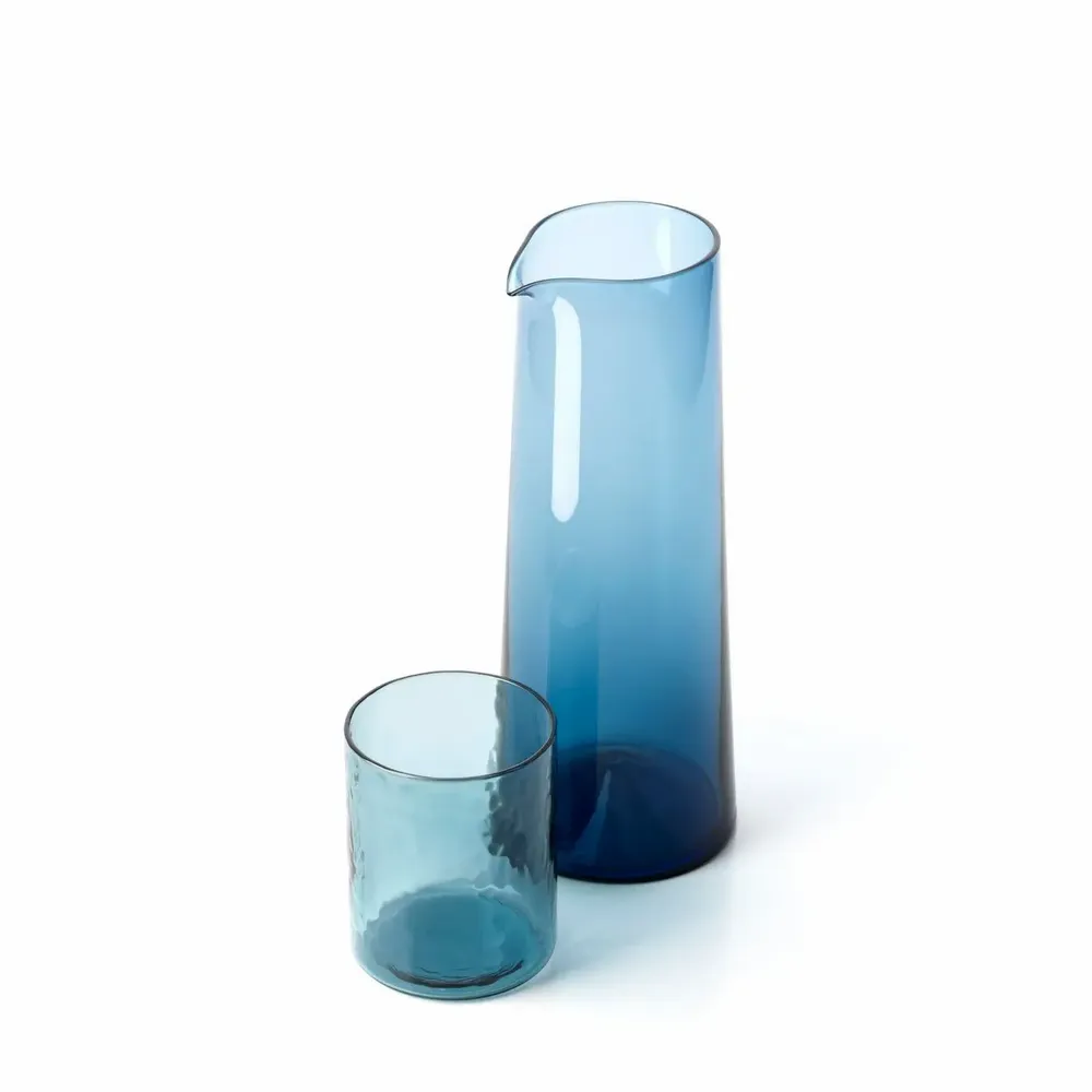 Verres - Le Verre Haut Azure Hammered - Bleu - BAZAR BIZAR LIVING