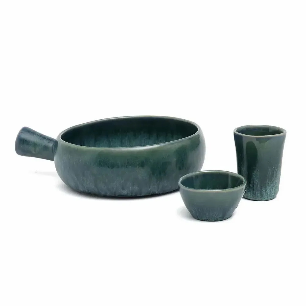 Platter and bowls - The Aqua Casserole with Handle - BAZAR BIZAR LIVING
