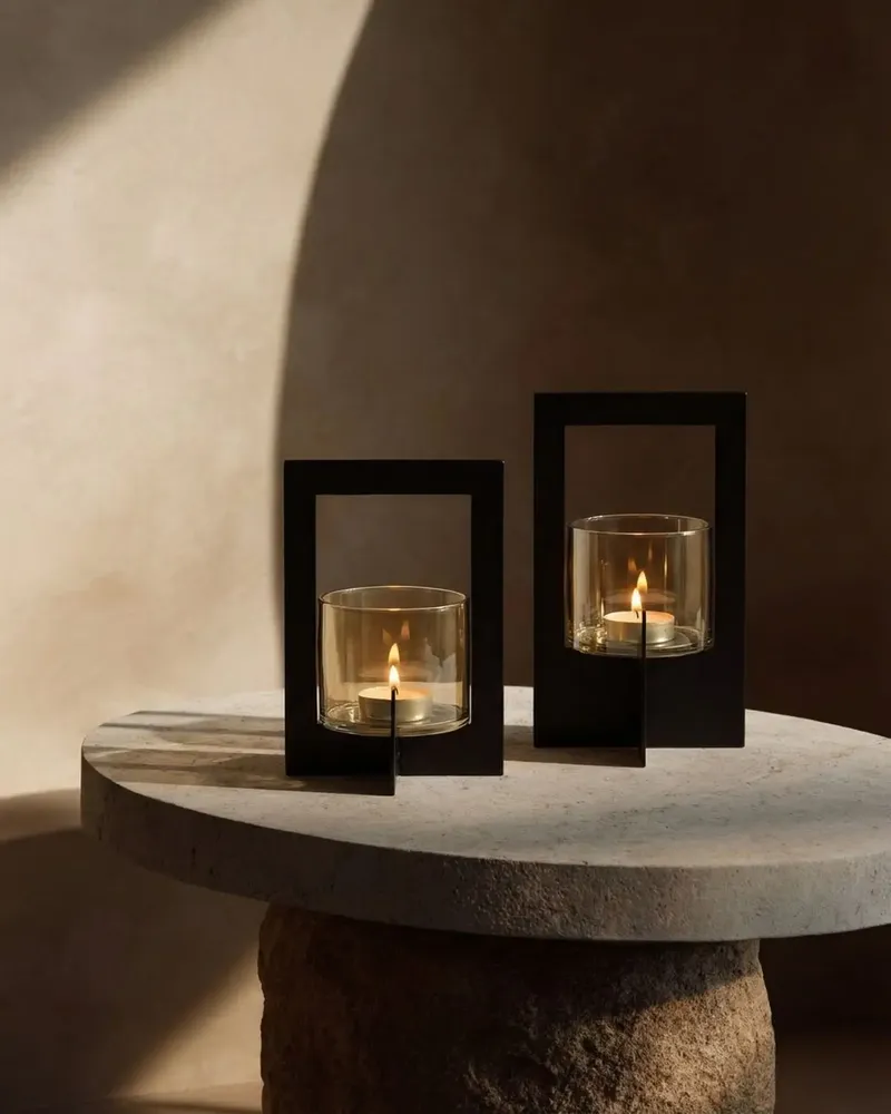 Bougeoirs et photophores  - Le Photophore Hurricane Framed - Noir - L - BAZAR BIZAR LIVING
