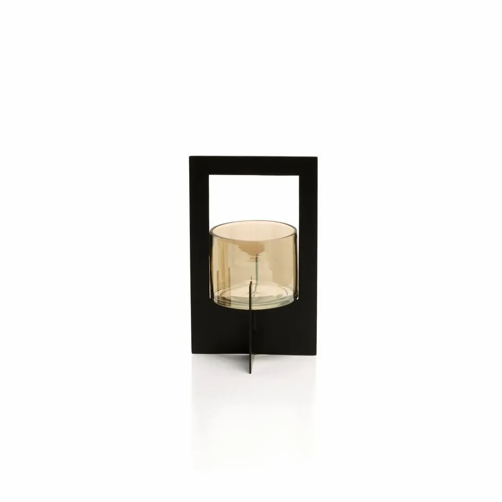Bougeoirs et photophores  - Le Photophore Hurricane Framed - Noir - L - BAZAR BIZAR LIVING