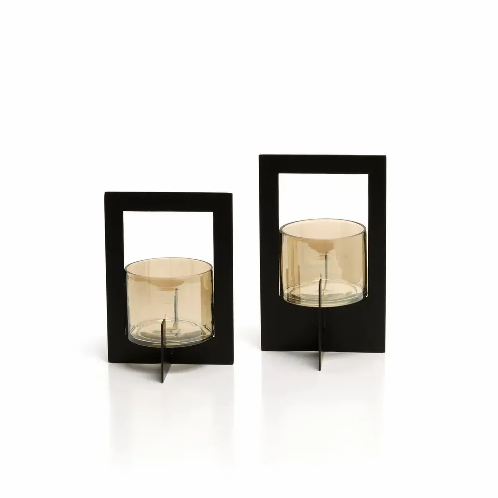 Bougeoirs et photophores  - Le Photophore Hurricane Framed - Noir - L - BAZAR BIZAR LIVING