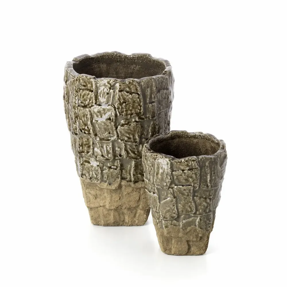 Vases - Le Vase Texture Roche - Pierre Grise - S - BAZAR BIZAR LIVING