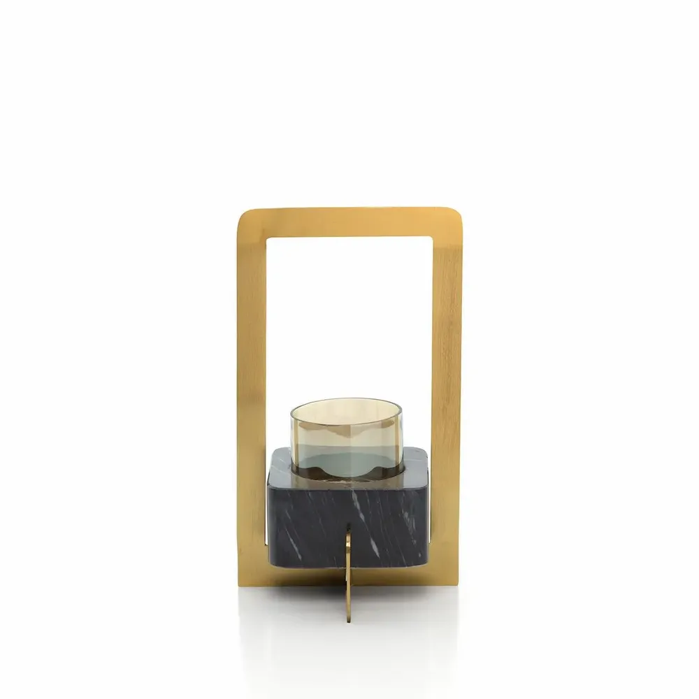 Bougeoirs et photophores  - Le Bougeoir Marbre d’Or - Or Noir - L - BAZAR BIZAR LIVING
