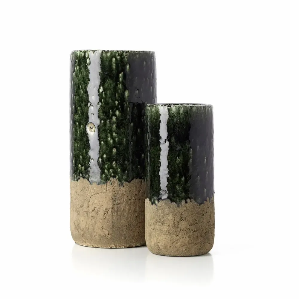 Vases - The Moss Cylinder Vase - Concrete Green - L - BAZAR BIZAR LIVING