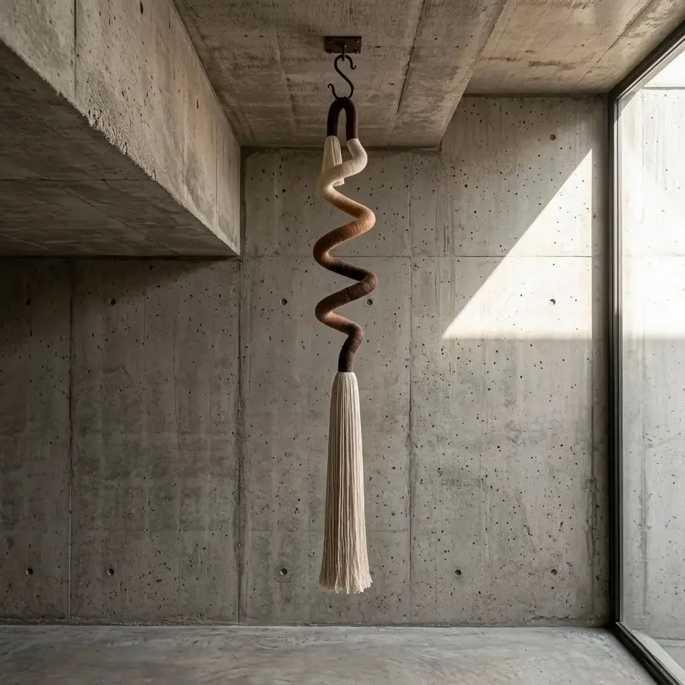 Objets de décoration - Spirale céleste : installation textile sculpturale faite à la main sus - SARMAL DESIGN