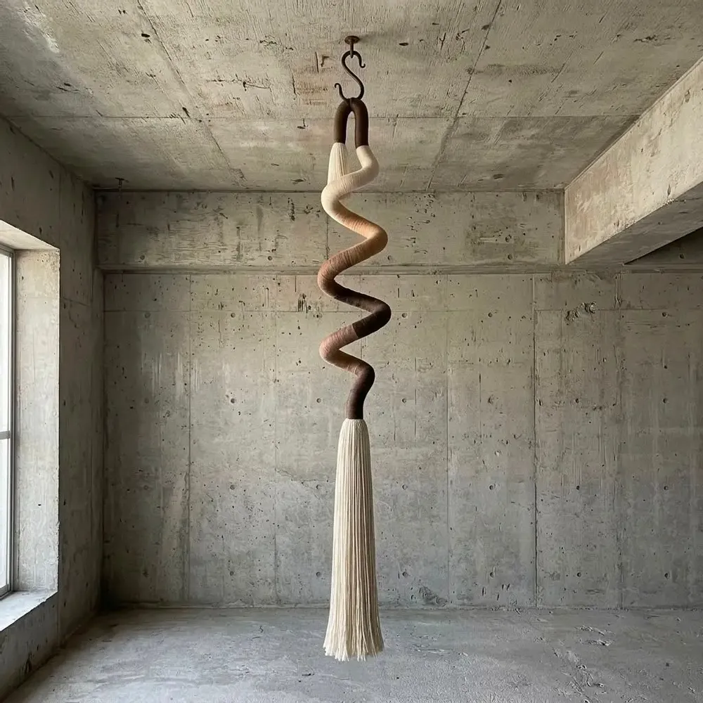 Objets de décoration - Spirale céleste : installation textile sculpturale faite à la main sus - SARMAL DESIGN