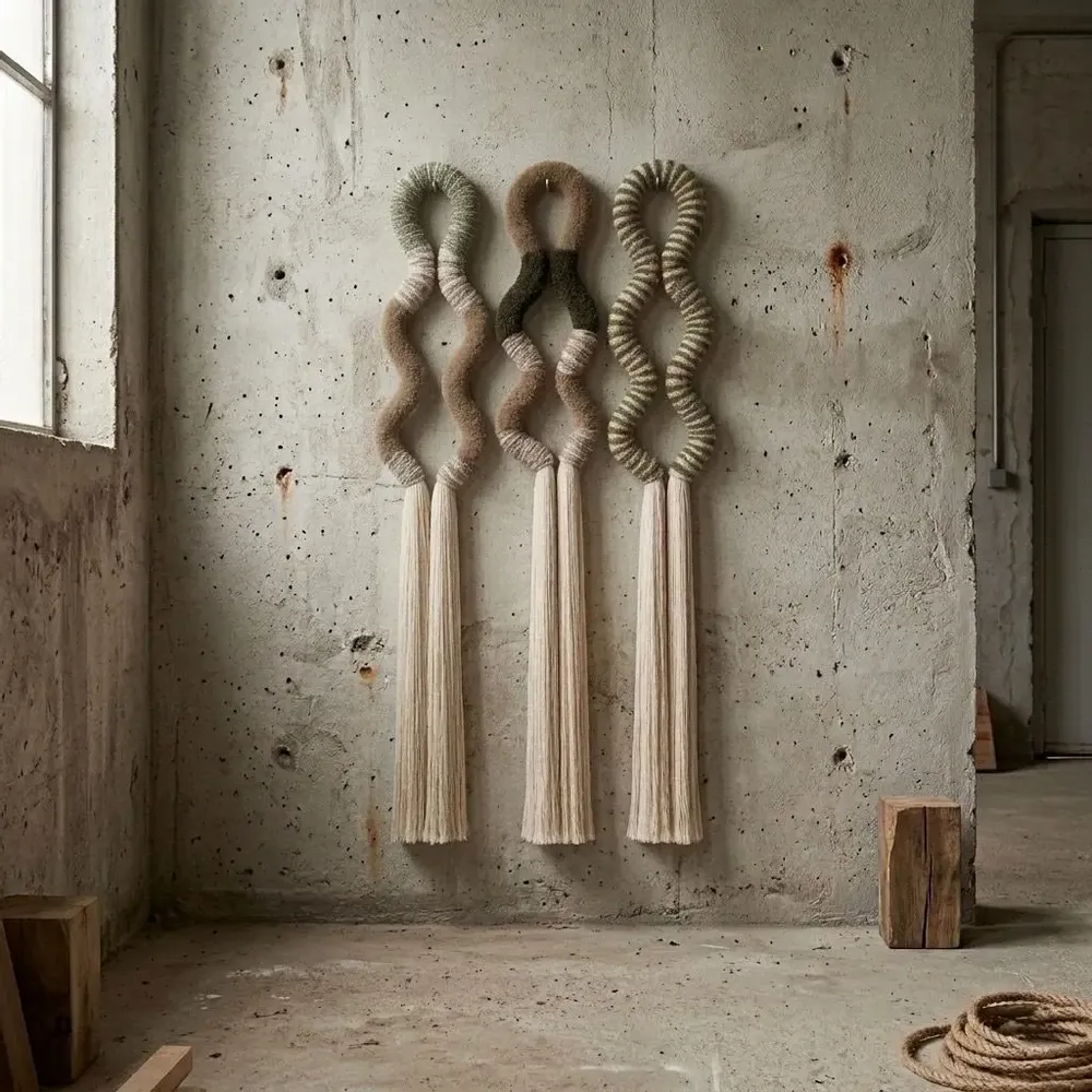 Autres décorations murales - Ethereal Loops : ensemble de 3 installations murales sculpturales en m - SARMAL DESIGN