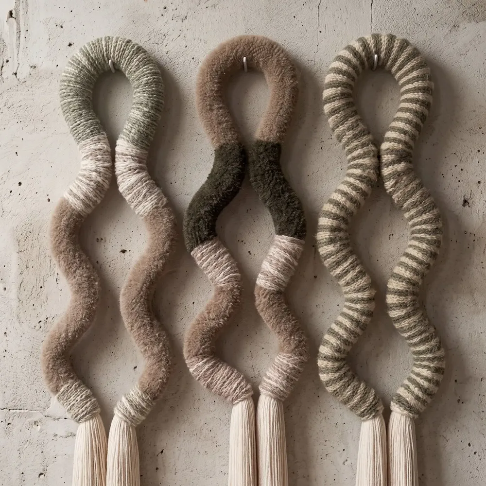 Autres décorations murales - Ethereal Loops : ensemble de 3 installations murales sculpturales en m - SARMAL DESIGN