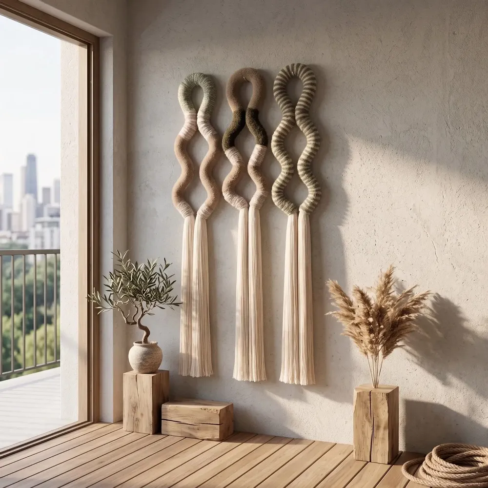 Autres décorations murales - Ethereal Loops : ensemble de 3 installations murales sculpturales en m - SARMAL DESIGN