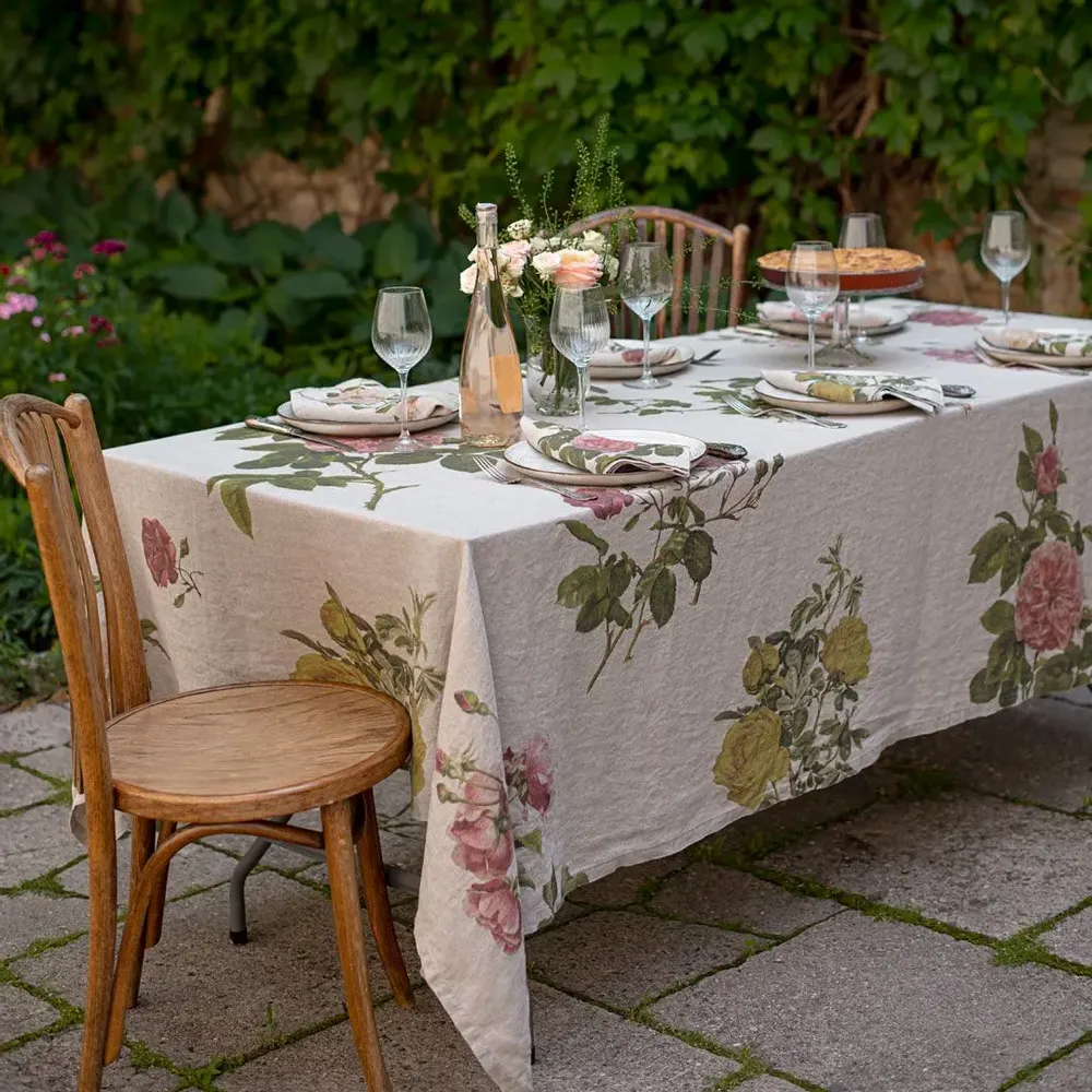 Torchons - Nappe en Lin 100% │ ROSES - LINOROOM 100% LINEN TEXTILES