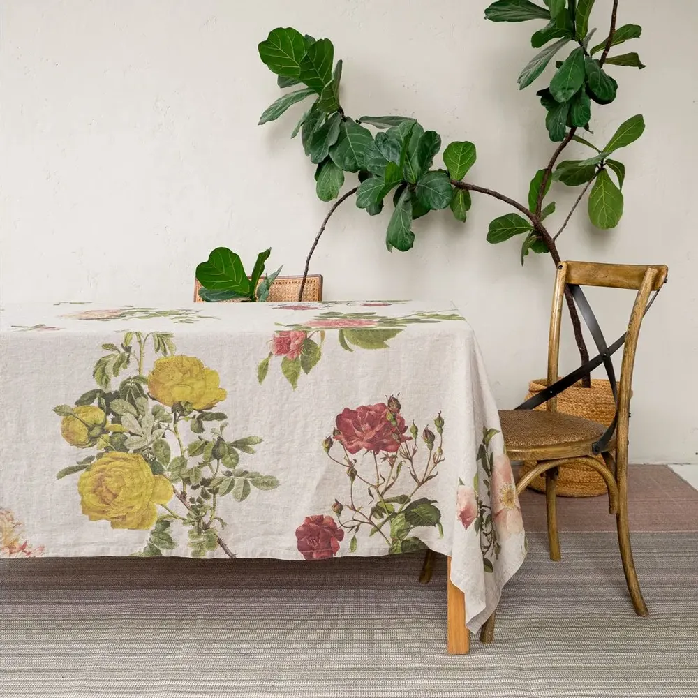 Torchons - Nappe en Lin 100% │ ROSES - LINOROOM 100% LINEN TEXTILES