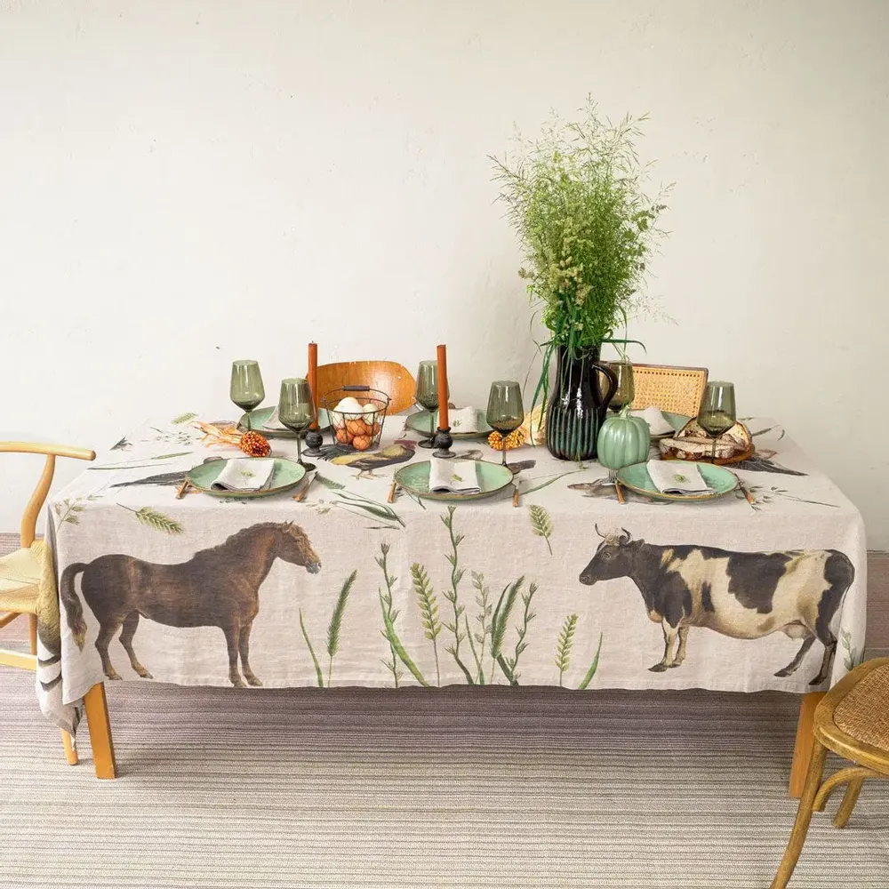 Nappes - La Nape Lin lavé │ ANIMAUX DE FERME - LINOROOM 100% LINEN TEXTILES