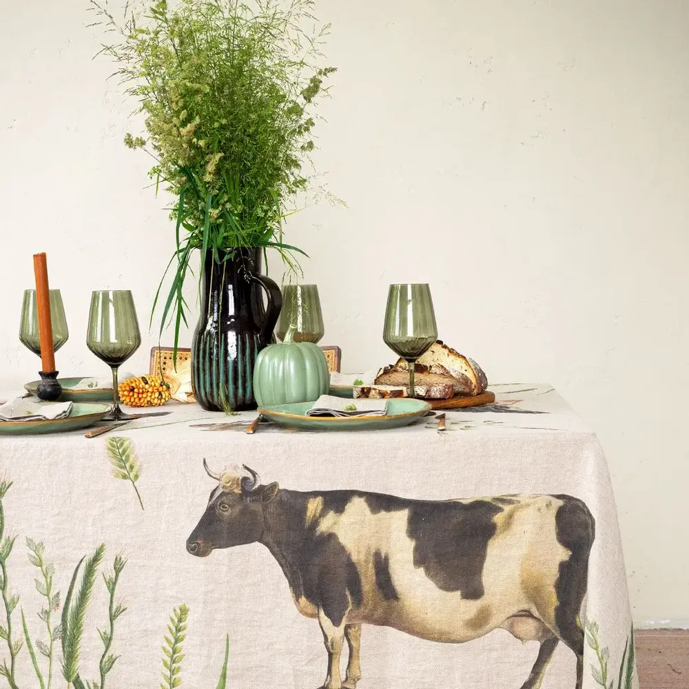 Nappes - La Nape Lin lavé │ ANIMAUX DE FERME - LINOROOM 100% LINEN TEXTILES