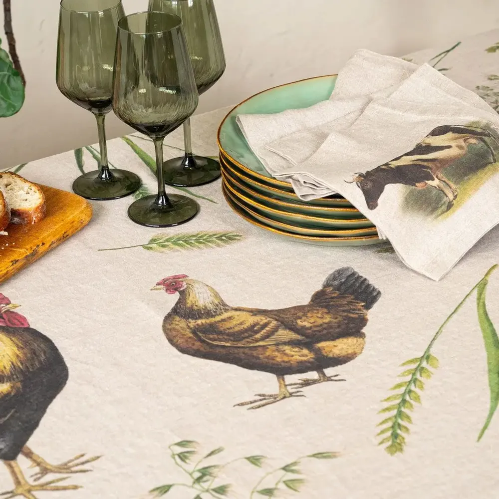 Nappes - La Nape Lin lavé │ ANIMAUX DE FERME - LINOROOM 100% LINEN TEXTILES