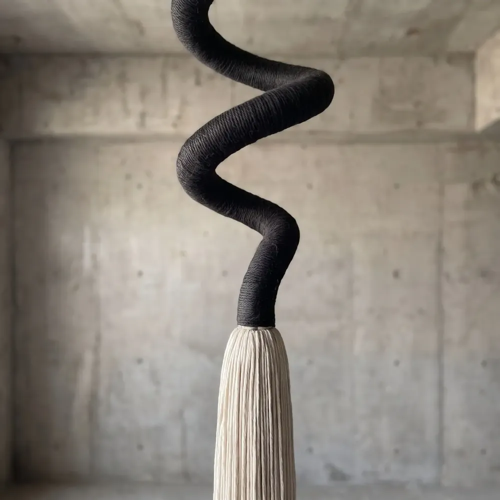 Objets de décoration - Shadow Spiral : installation textile sculpturale faite à la main - SARMAL DESIGN