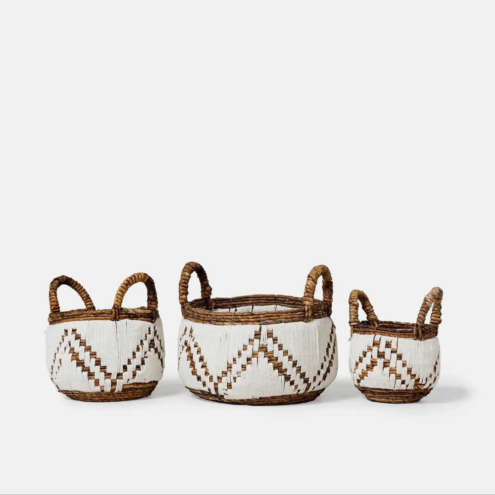 Objets de décoration - Panier artisanal Putih en fibre de bananes et macramé (Petit) - DESIGN TRIP