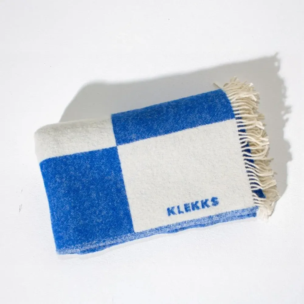 Plaids - Plaid en laine à carreaux bleus - KLEKKS NO. 2 - KLEKKS