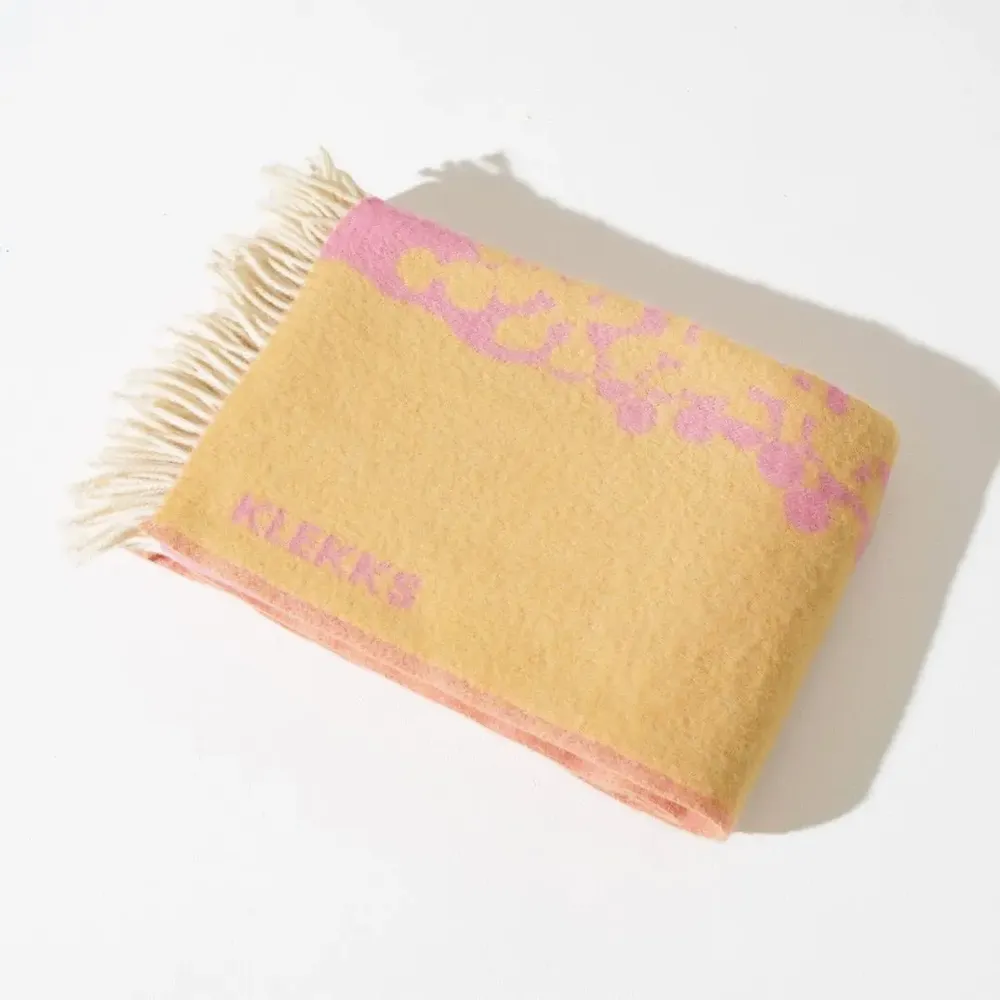 Plaids - Plaid en laine jaune et rose - KLEKKS NO. 10 - KLEKKS