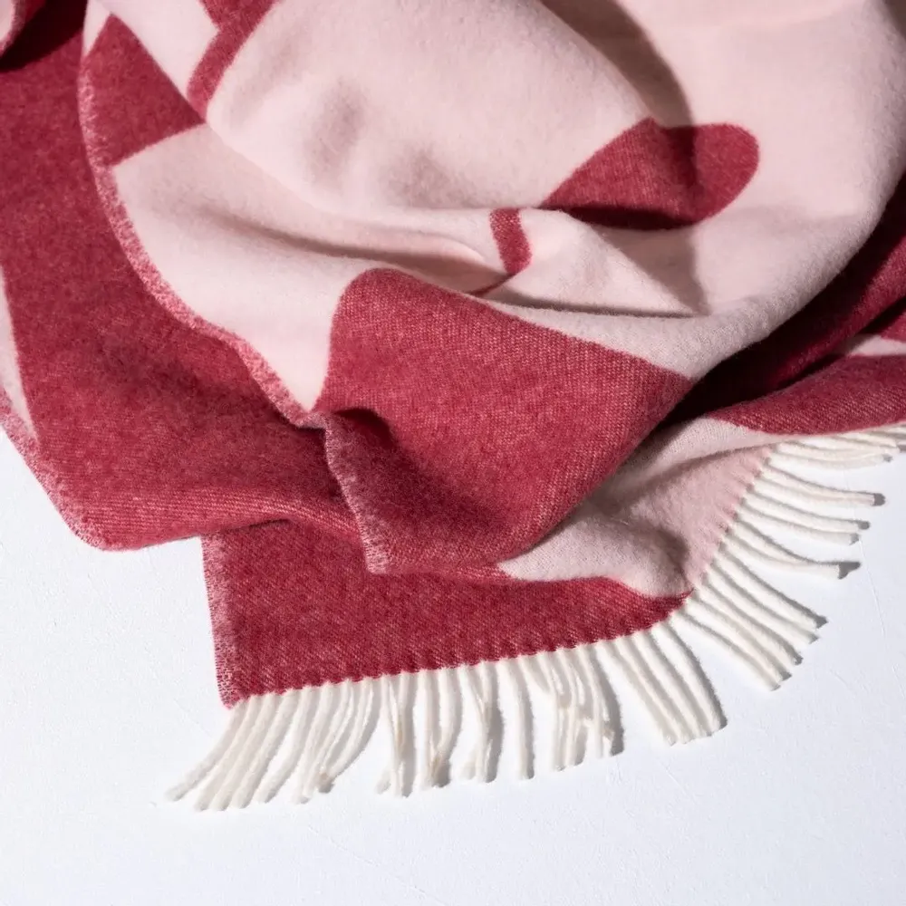 Plaids - Plaid en laine bordeaux et pêche - KLEKKS x Ju Schnee NO 29 - KLEKKS