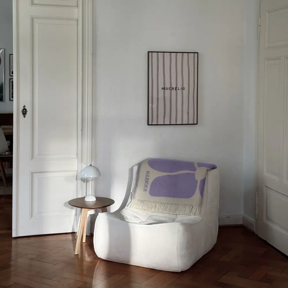 Plaids - Plaid en laine crème et lilas - KLEKKS NO. 32 - KLEKKS