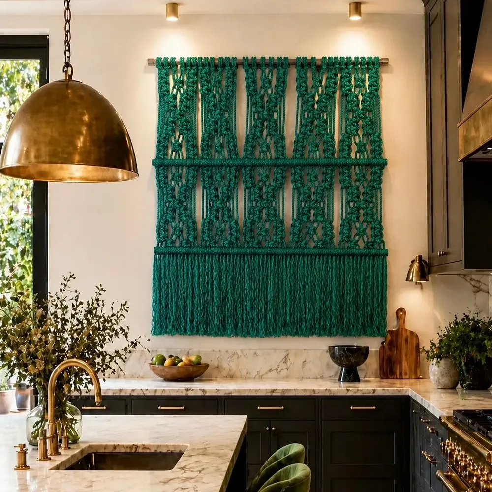 Tapestries - Green Handcrafted Macramé Wall Hanging - NŒULUXE