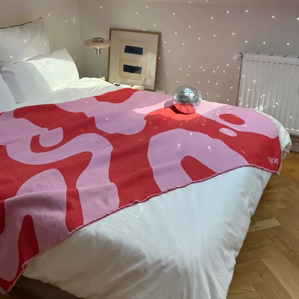 Plaids - Plaid en coton rose et rouge - KLEKKS NO. 8 - KLEKKS