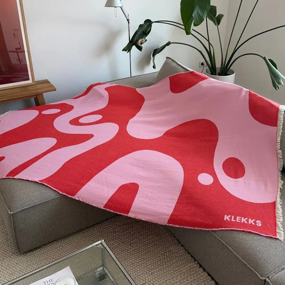 Plaids - Plaid en coton rose et rouge - KLEKKS NO. 8 - KLEKKS