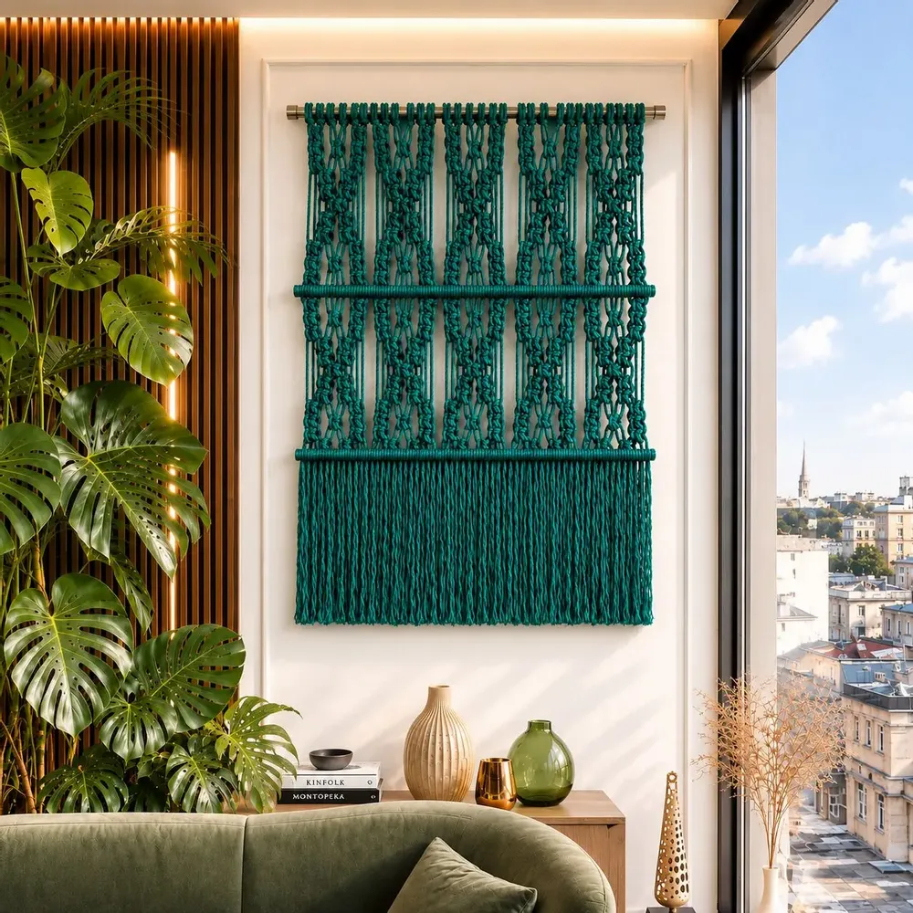 Tapestries - Green Handcrafted Macramé Wall Hanging - NŒULUXE